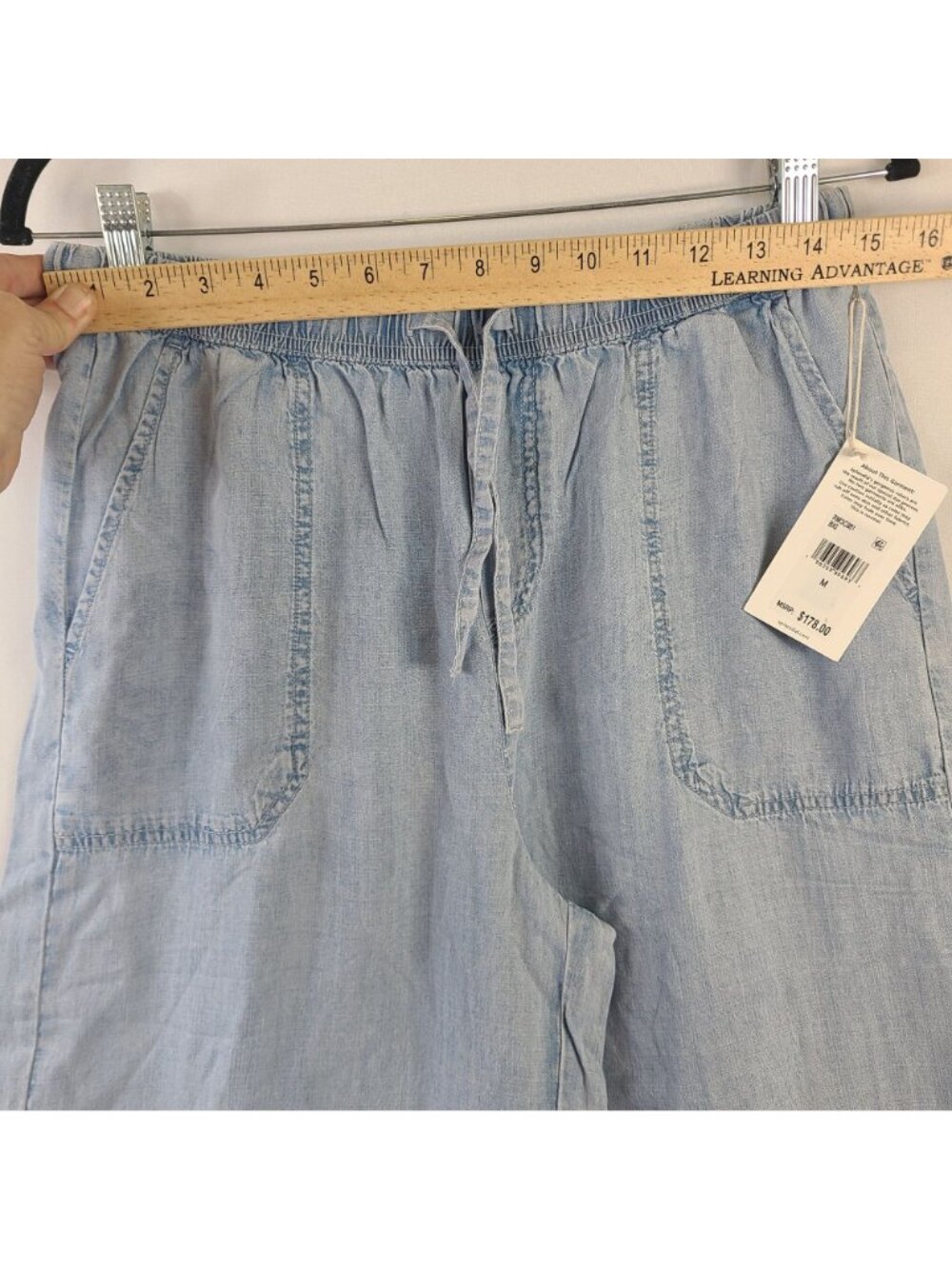 NEW Splendid Women's Light Wash Chambray Wide-Leg Crop Pants Size M MSRP $178 - Picture 4 of 8